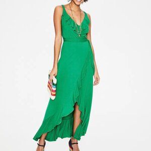 Boden Green Ruffle Wrap Maxi Dress | US 6 / UK 10 | London Purchase
